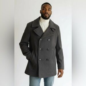 Old Navy Wool Blend Peacoat Men’s Small Charcoal Double Breasted